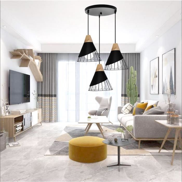 IDEGU Lustre Industrielle Salon,Lampe Suspension Retro en Métal Style ...