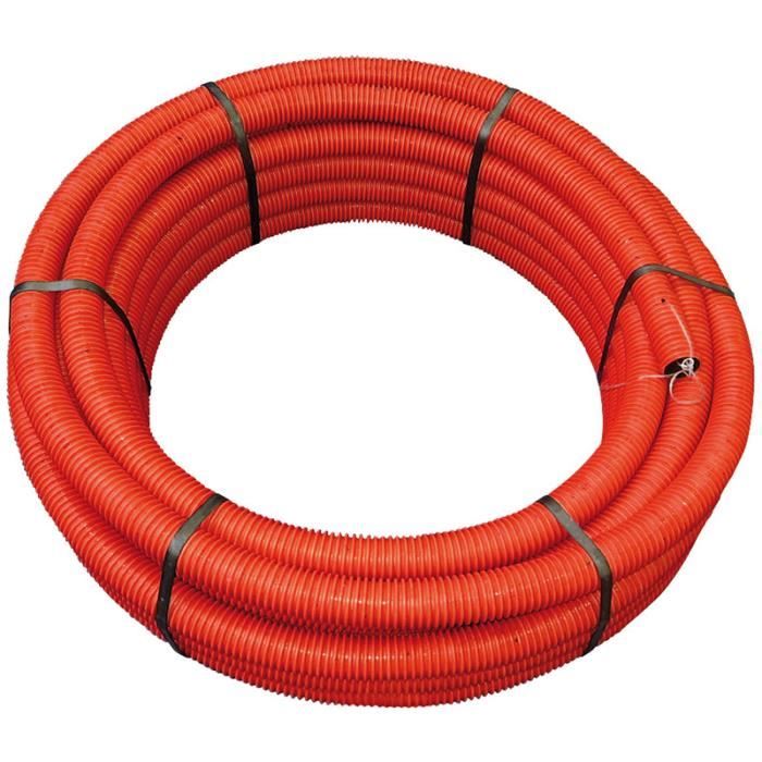 Jardibric - Gaine annelées, protection de câbles électriques PE Polyéthylène Rouge (Ø 50 mm x 25 mètres)
