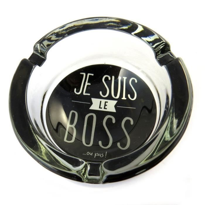 Cendrier Verre Citations Noir Je Suis Le Boss Ou Pas N5144 Achat Vente Cendrier Cendrier Verre Citations Cdiscount