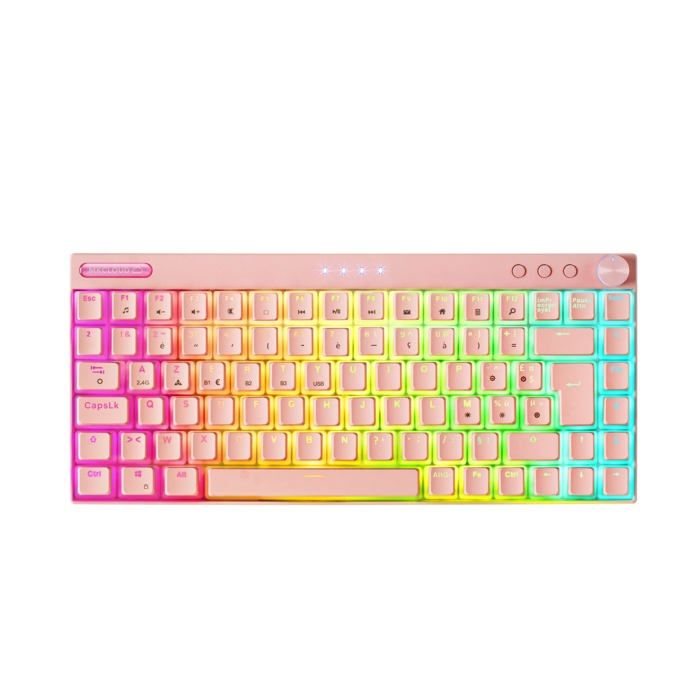 Clavier sans fil Bluetooth mécanique (Outemu SQ Pro Red) Mars Gaming MK Cloud RGB (Rose)