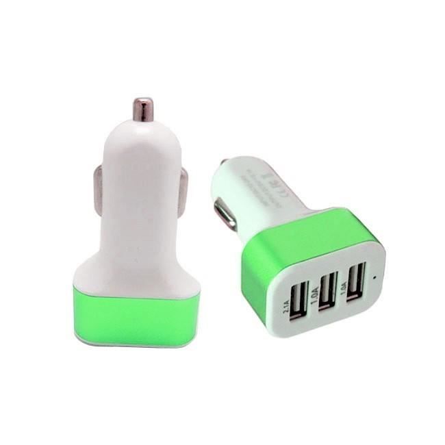 Adaptateur allume cigare 3 ports USB - voiture - télèphone ordinateur gps (Vert)