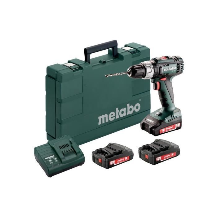 Metabo SB 18 Perceuse à Percussion avec 3 Batteries 2 Ah PAIRE 5O Nm