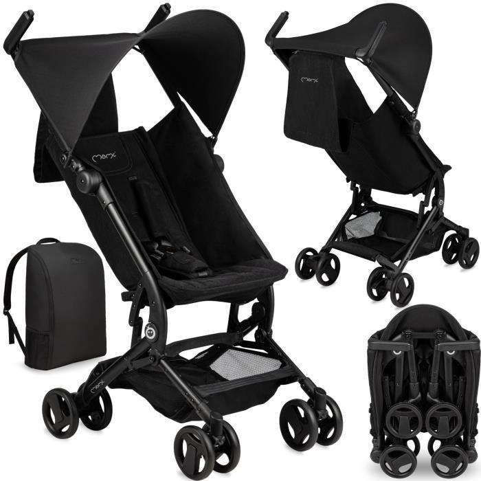 Poussette bébé à dos ultra compacte - MoMi GRACE - VOYAGE - Légère 6,2 kg - Jusqu'à 15 kg - Noir