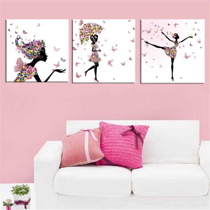 Fee Papillon Fille 3 Pcs Affiche De Peinture Canevas Chambre