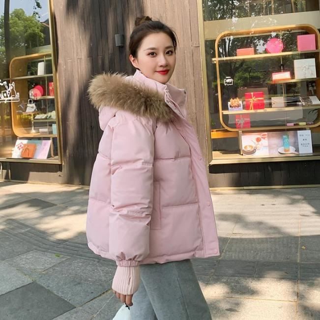 Doudoune fourrure top rose