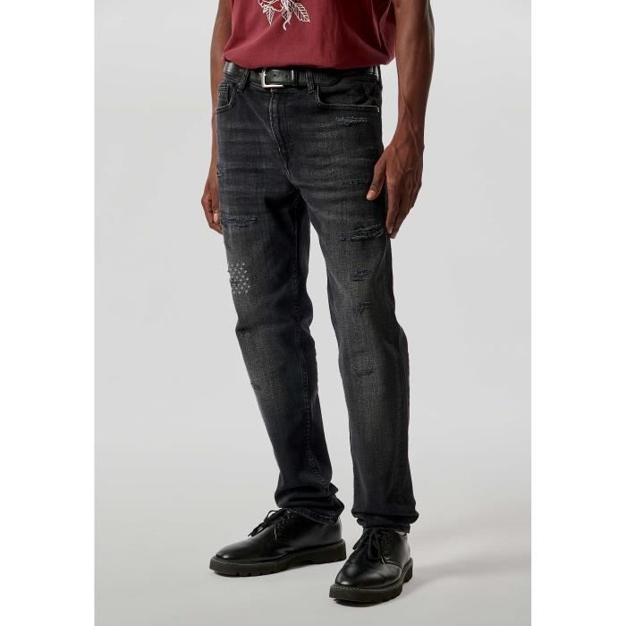Jean slim noir homme KAPORAL Darko Denim ecologique Coton recycle