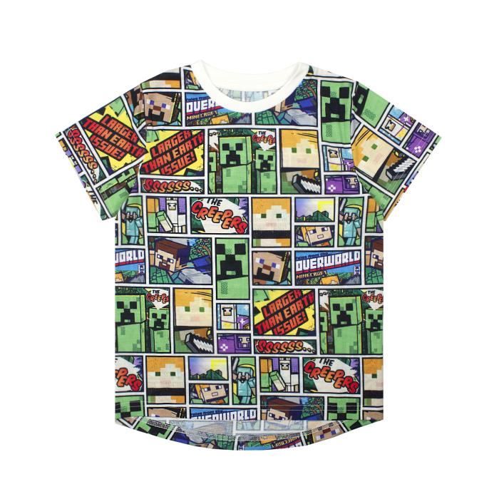 Minecraft À Manches Courtes T-Shirt de Surmonde Steve Creeper Boy 