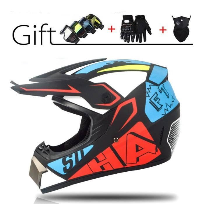 Casque Motocross DriveNova Pour Adulte Et Enfant - Intégral, Avec Masque, Gants Et Lunettes - Certifié DOT - Taille Ajustable