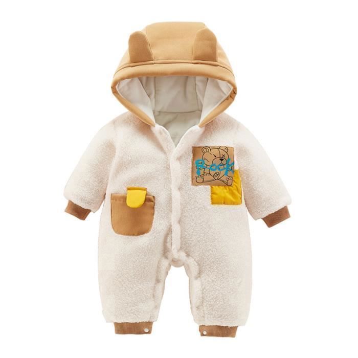 Combinaison De Neige Enfant à Capuche Doublée Polaire - Combinaison Ski Bébé Fille Garçon Chaud Patchwork