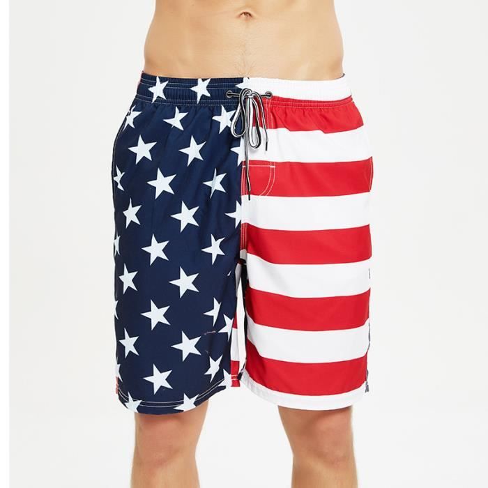 Short De Bain Pour Homme à Séchage Rapide Motif Drapeau