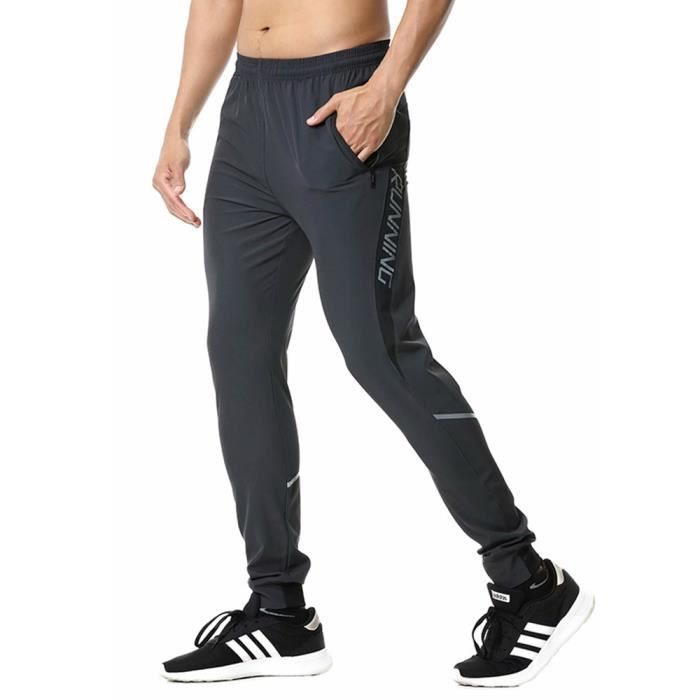 Musculation Homme Pantalon Jogging Homme BROKIG - Coton, Poches Zippées, Fitness Pantalon Sport Poches