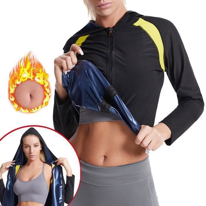 Vêtements de Sudation Femme Haut de Sudation Costume Survêtement Sauna  Minceur Manches Longues Fitness Sport