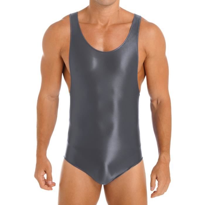 AMORESY Men Glossy Tracksuits Sport Longsleeve Fitness Surfing Jumpsuit Playsuit