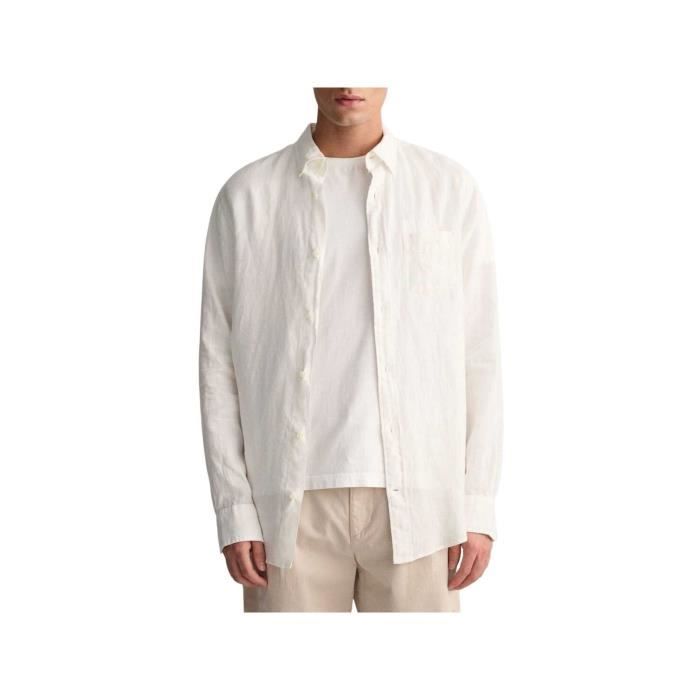 Chemise Manches Longues En Lin Celio - Taille S, Rayée Bleu, Classique Et Légère