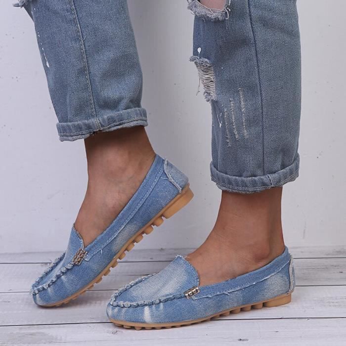Mocassins Femme Konhill - Tricot Slip-on - Semelle EVA Légère - Confortables Et Décontractés