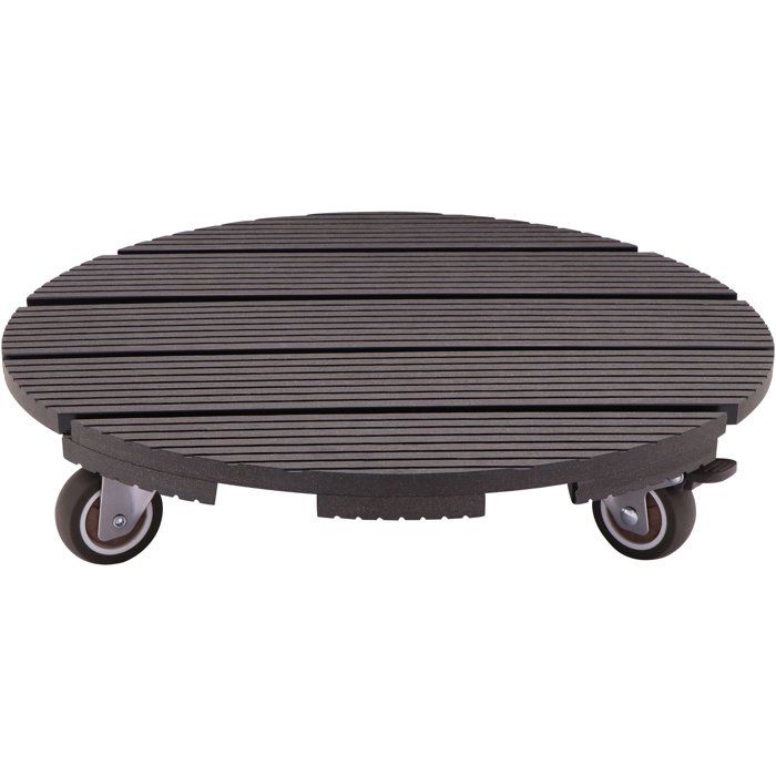Support de pot à roulettes - NATURE - WPC - H86 x Ø38 cm - 4 roulettes - Anthracite