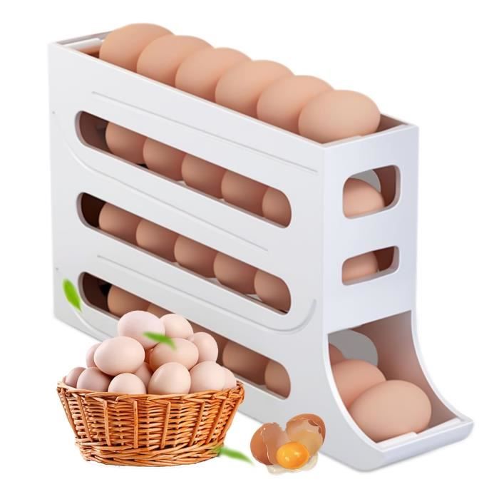 Distributeur œufs Spirale Métal - 22 œufs - Rangement Compact - Noir Ou Argent - 20x20x24 Cm