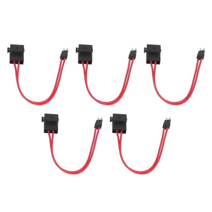 Rallonge Fil Porte-Fusible Voiture 20A Mini - Connecteur Test Angle Plat - Lot De 5