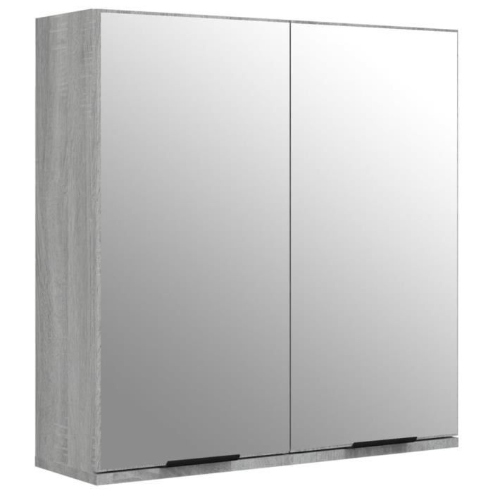 Omabeta Meubles-lavabos - Armoire à miroir de salle de bain Sonoma gris 64x20x67 cm - Meubles haut de gamme - M17428