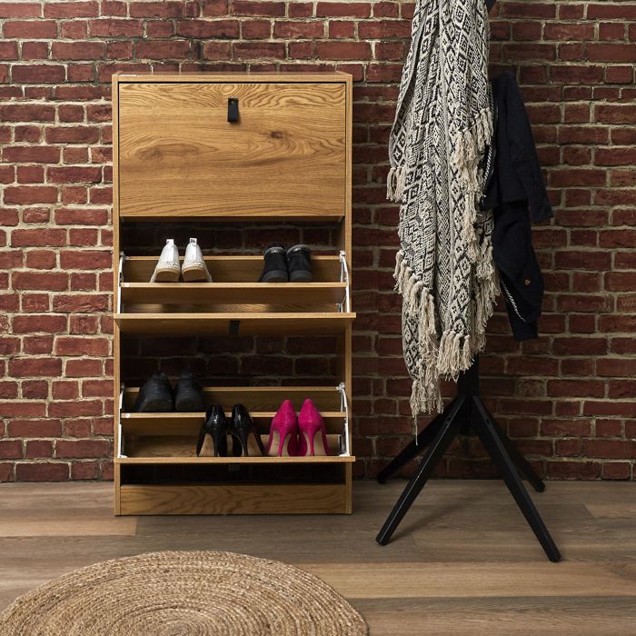 Meuble à chaussures - HOME DECO FACTORY - Abbott - 3 Portes - Industriel - Marron