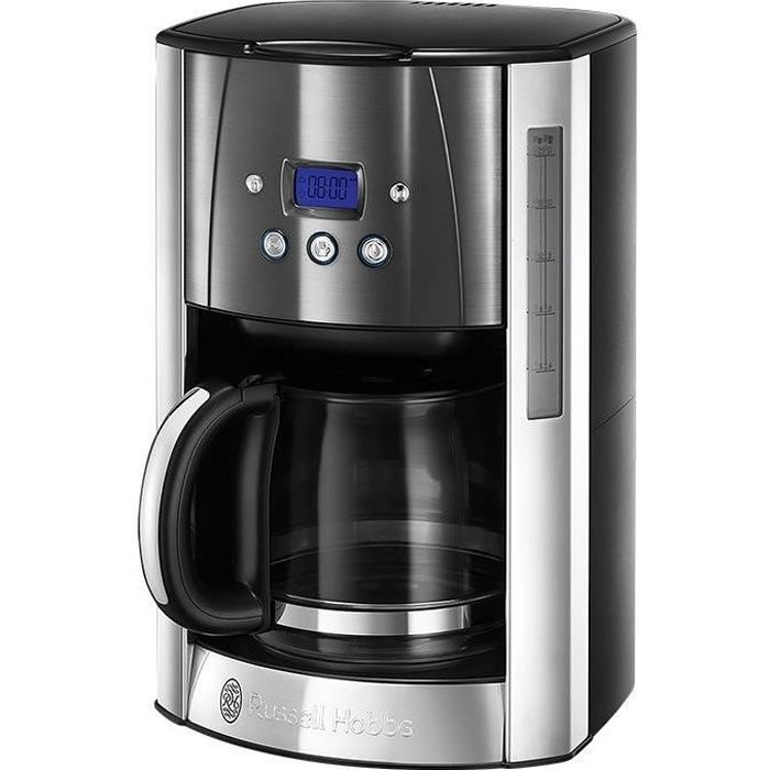 Cafetière filtre Luna 1.8L Inox, 12 tasses, programmable, auto-nettoyante - Russell Hobbs