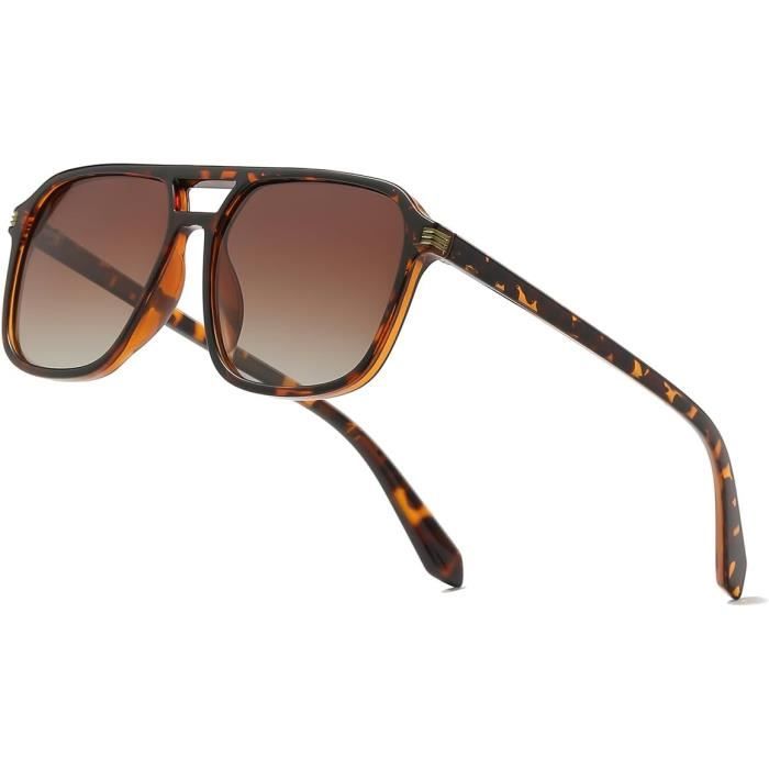 Lunettes de soleil polarisées pour hommes, verres carrés noirs, à la