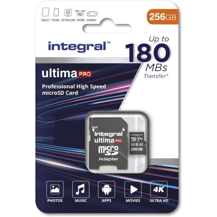 Carte Micro SD 256 Go – Vitesse Lecture 140 Mo/s, écriture 120 Mo/s – Compatible 4K/8K, Drone, Appareil Photo - 5