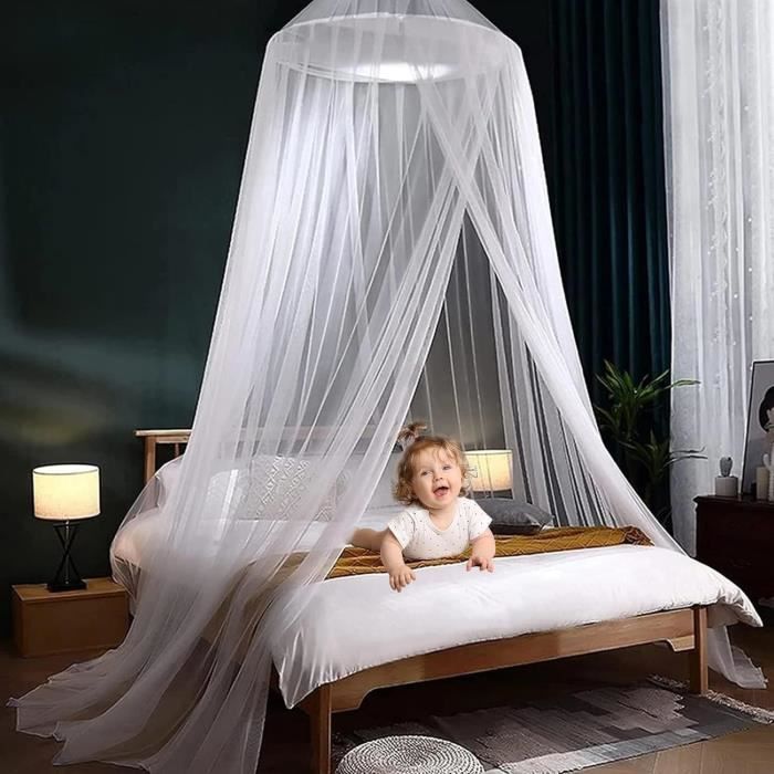 Moustiquaire De Lit – Maille Fine Blanche 60x250x1050 Cm, Avec Crochet Plafond, Pour Lit Simple, Double Ou Bébé - 5