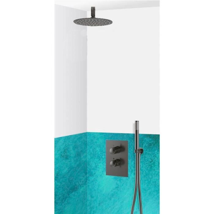 Sarodis, Colonne de douche encastrable plafond et ronde, mitigeur