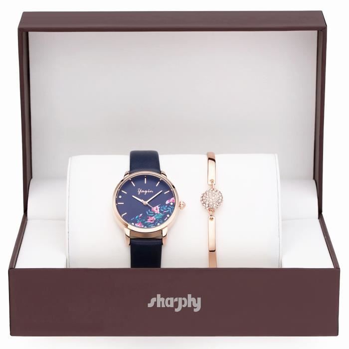 SHARPHY Coffret Montre Femme + Bracelet Femme , Motif de fleurs Montres  Quartz étanche bleu , très élégante bleu, - Achat/vente montre - Cdiscount