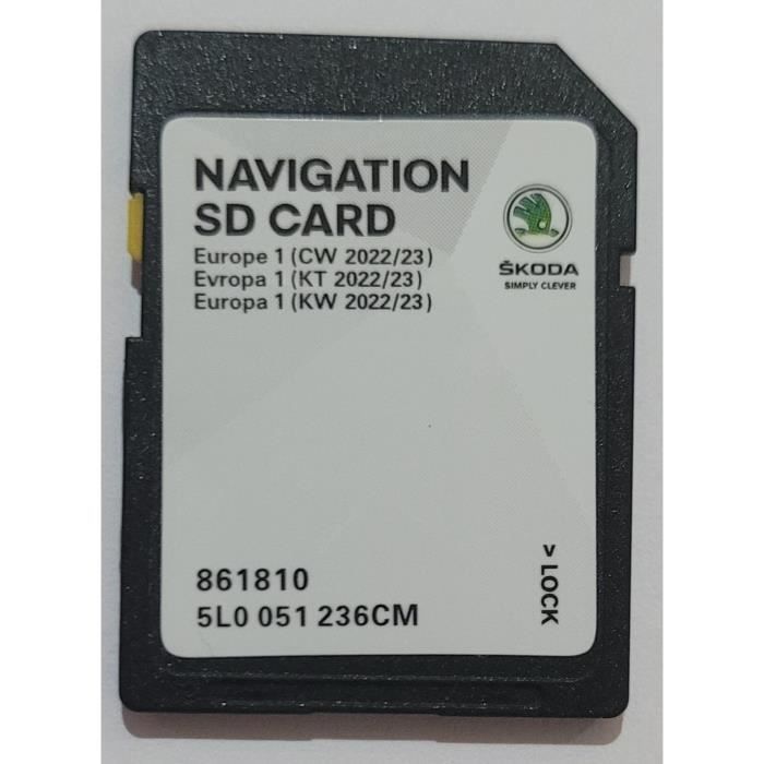 Carte SD GPS Europe 2022 SKODA Discover Media 2 MIB2 v15 ECE 2022/2023 5L0051236CM 32 GB