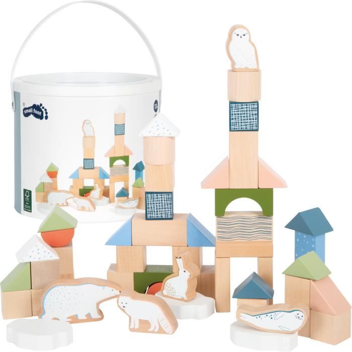 Blocs de construction en bois Small Foot dans un seau conteneur Hiver ...