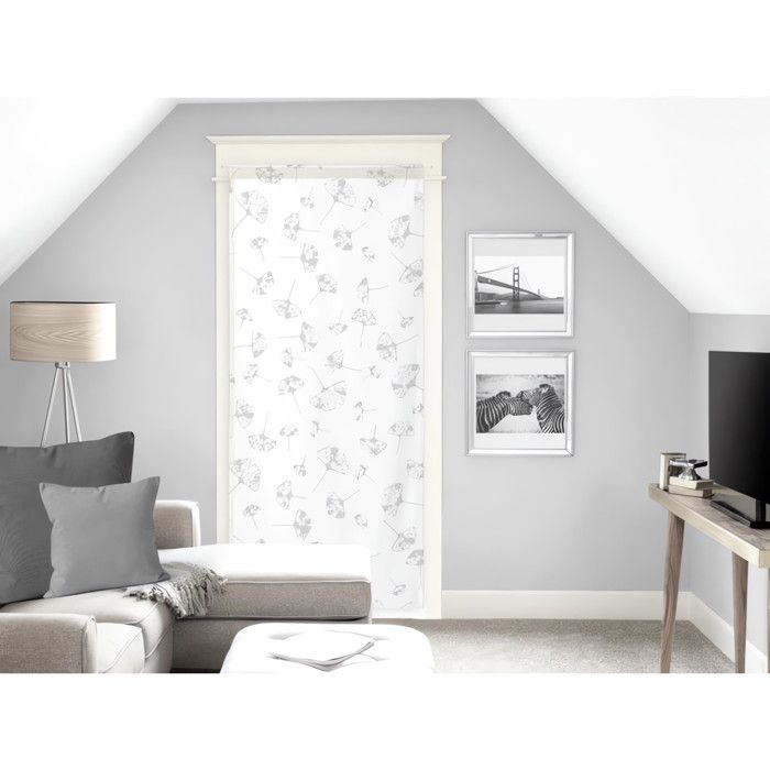 Voilage Dévoré LOUANE 60x90 Cm - Brise-vue Moderne Motif Végétal - Blanc - 100% Polyester