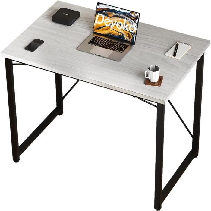 Bureau Compact Avec Rangement HLFURNIEU – 80 X 50 Cm – Cadre Métal, Plateau Marron Vintage – Pour Télétravail, étudiant, Petit Espace – Assemblage Facile, Charge 80 Kg