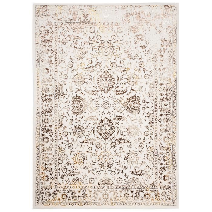 TAPISO Tapis de Salon Chambre GOLDEN Doré Marron Beige Ornemental Polypropylène Intérieur 160x230 cm