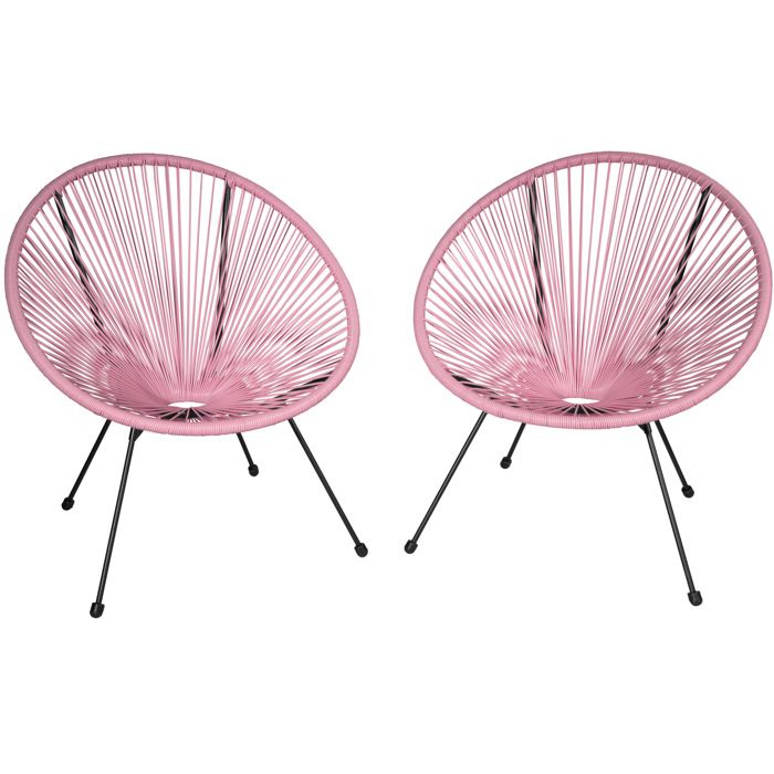 Tectake 2 Fauteuils Acapulco De Jardin De Salon Design Retro Cadre
