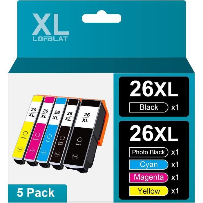 5 cartouches compatibles Epson 26XL pour imprimantes XP510 XP520 XP600
