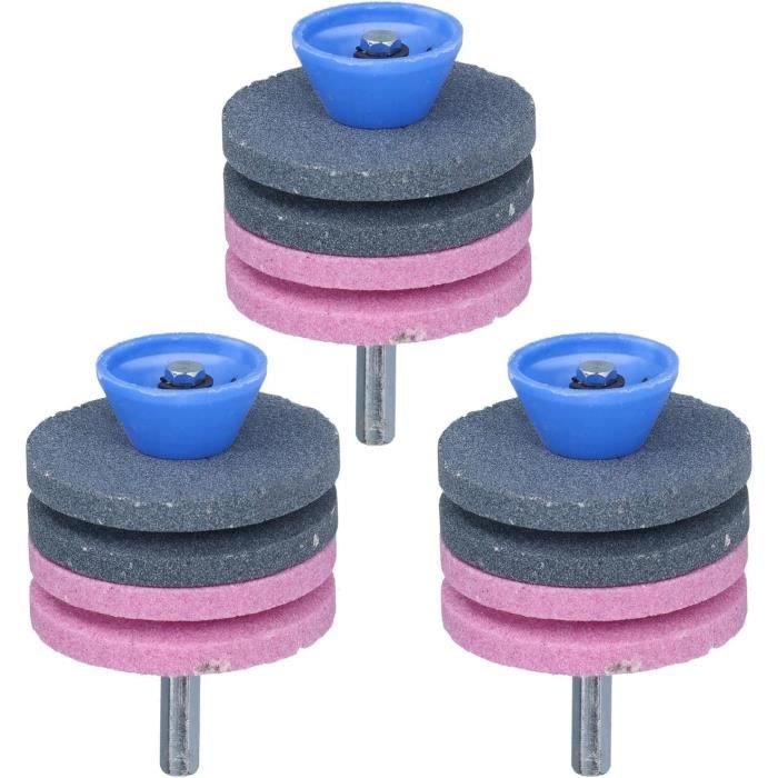 Set 3 Affûteurs Lames Tondeuse - Pour Perceuse - Corindon Double Couche - Jardin