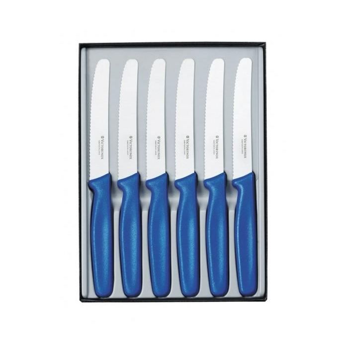 Coffret 6 Couteaux De Table Victorinox Manche Bleu Achat Vente