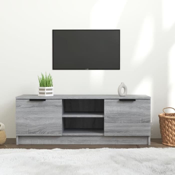 vidaXL Meuble TV Sonoma gris 102x35x365 cm Bois dingénierie 817133