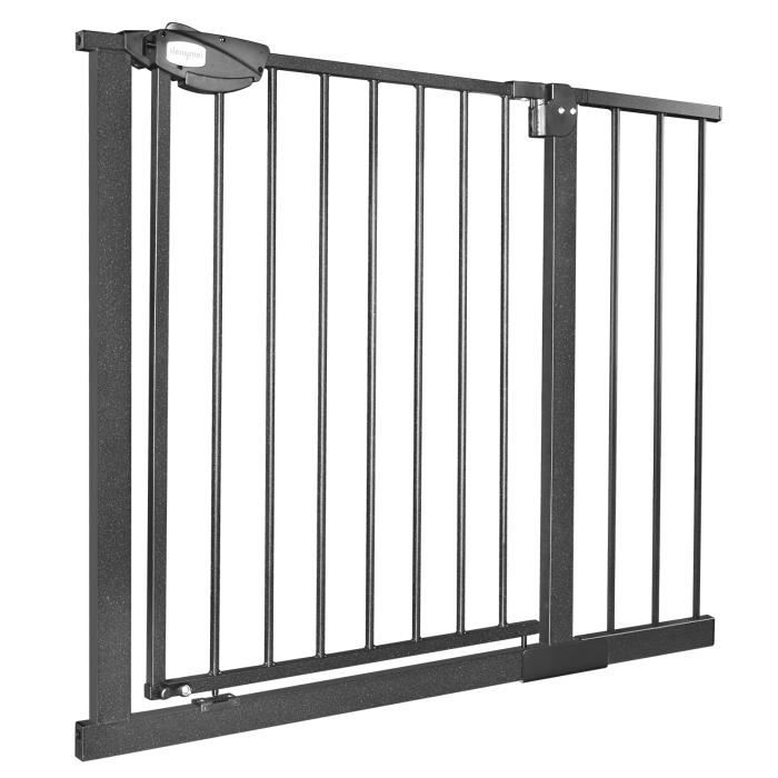 Meilleurs prix pour XMTECH Barriere de Securite, Longueur réglable dim.95-105 cm, Ouverture Double Sens -sans perçage, noir, pour enfants et animaux