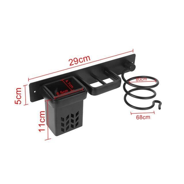 Support Insert Sèche-Cheveux En Acier Inoxydable Noir - Tube 9,5cm - Organisateur Station Salon Et Salle De Bain