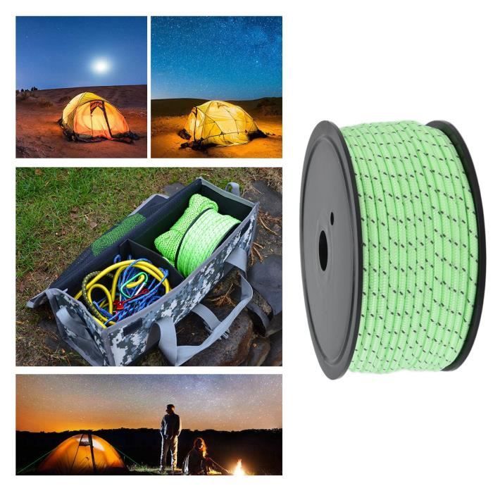 Abma Cord 30M Corde de Tente Réfléchissante 4mm Tendeur Corde avec 6 Pcs Ajusteur en Aluminium pour Camping - Max. 300kg - Réfléchissante Noir