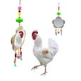Poulet Jouets Poulet en bois Miroir Jouet Coqs Poulailler Jouet avec Bell pour les poules Oiseaux Perroquets couleur aléatoire-1