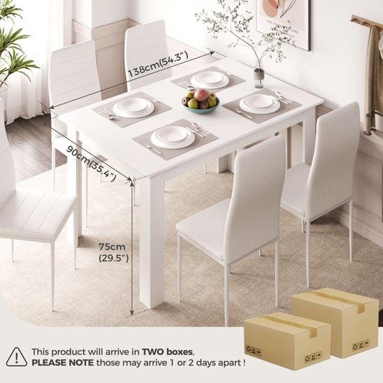 Ensemble Table à Manger 1 Table + 6 Chaises – Style Moderne Avec Pieds Métal – Plateau Verre Trempé – Dimensions 150x85x76,5 Cm – Couleur Chêne