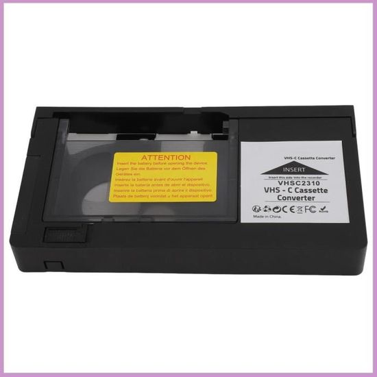 Adaptateur VHS-C Adaptateur Cassette VHS-C Pour Caméscopes - Conversion Vers VHS Standard (nécessite Pile AA) Adaptateur Cassette 8mm