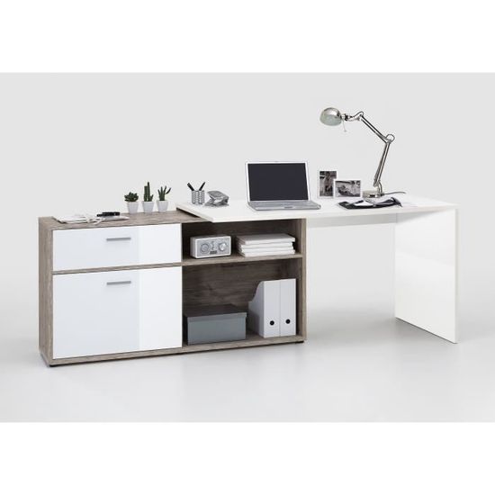 Bureau, 100% Aggloméré Plaqué Mélamine, Couleur Blanche Chêne | Leroy Merlin