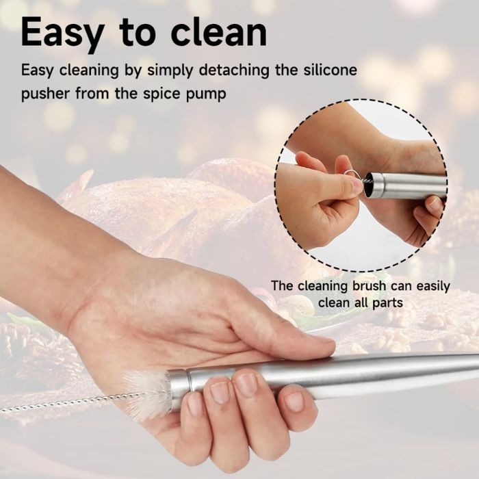 Aiguille Cuisine Winfred Poire à Sauce Inox 304 - Pipette Injection Jus Avec Aiguille Et Brosse Seringue Cuisine Barbecue