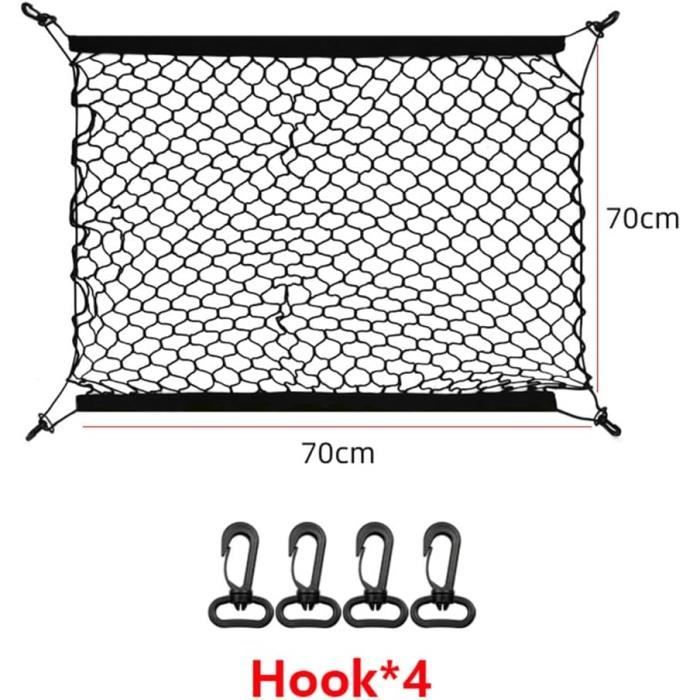 Filet De Rangement Élastique Coffre Voiture 110x60 Cm - Organiseur Universel Avec Crochets