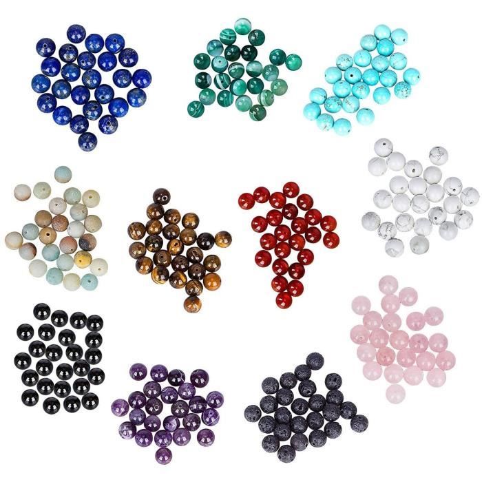 Anjpuy Perles Rondes En Pierre Naturelle De 8 Mm Pour La Fabrication De Bijoux Avec Cordon Extensible En Cristal (améthyste, 45 Pièces